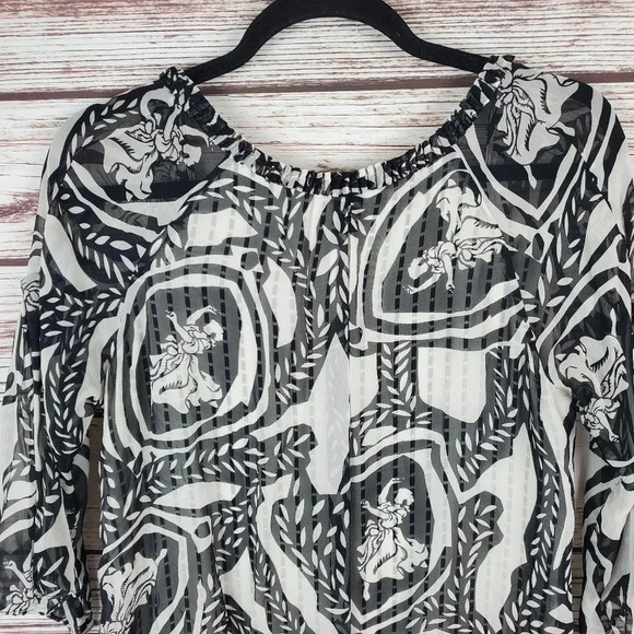 Diane Von Furstenberg DVF Womens Size 4 "Chiara" Toile Printed Silk Blouse Top - Picture 9 of 10